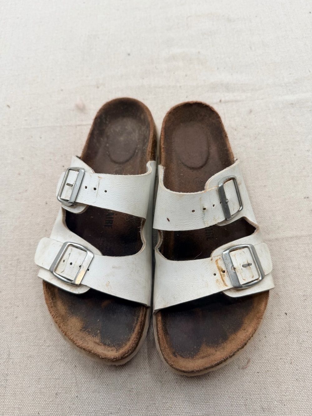 White Double-Buckle Women's Sandals